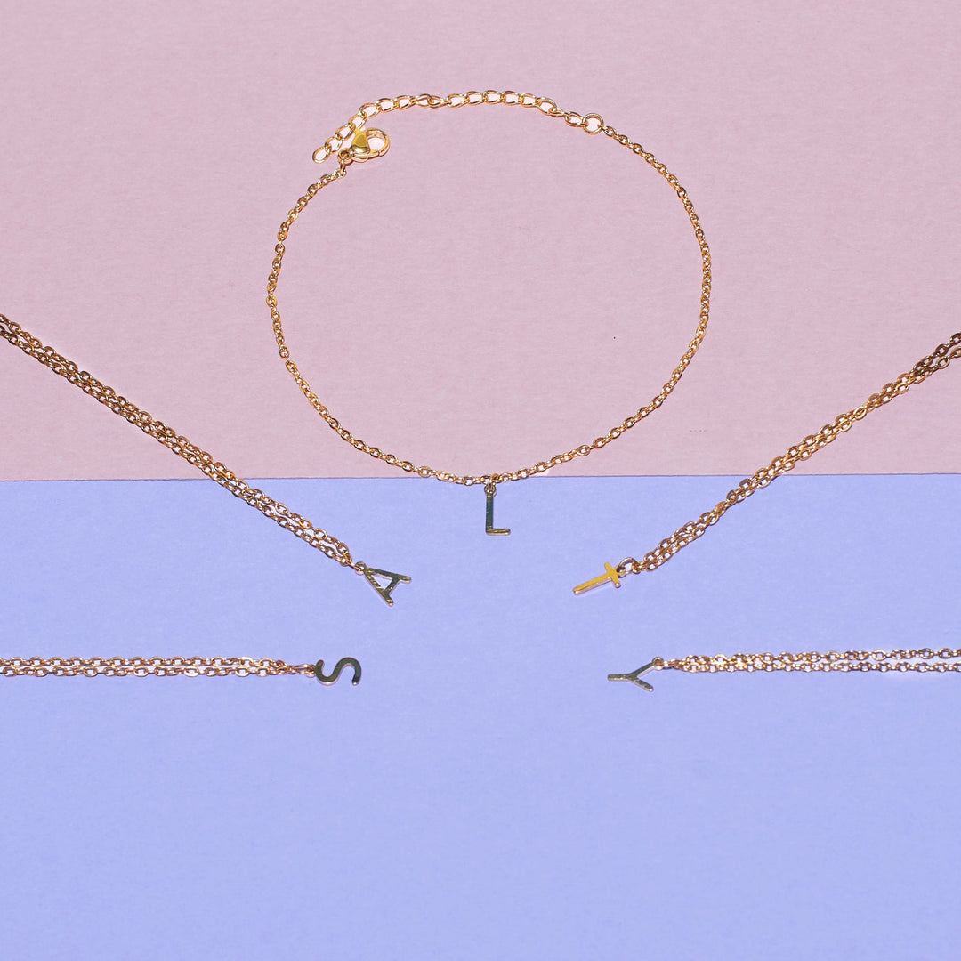 18K Gold Plated Personalized Initial Bracelet