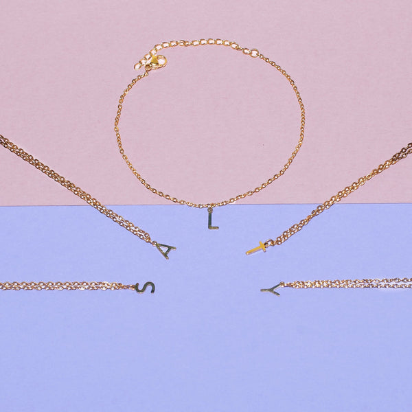 18K Gold Plated Personalized Initial Bracelet