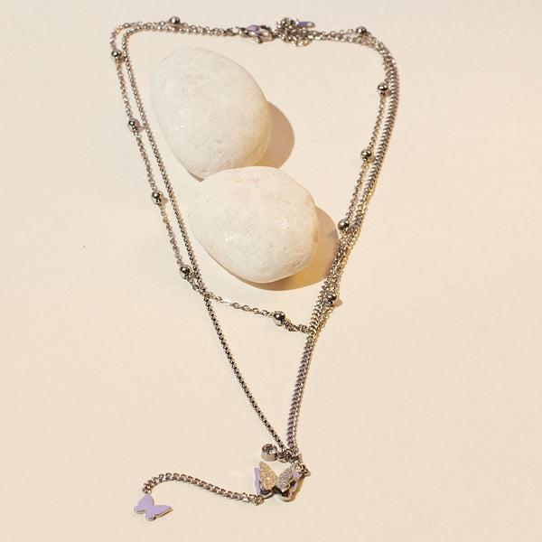 Dainty Winged Splendor Silver Necklace