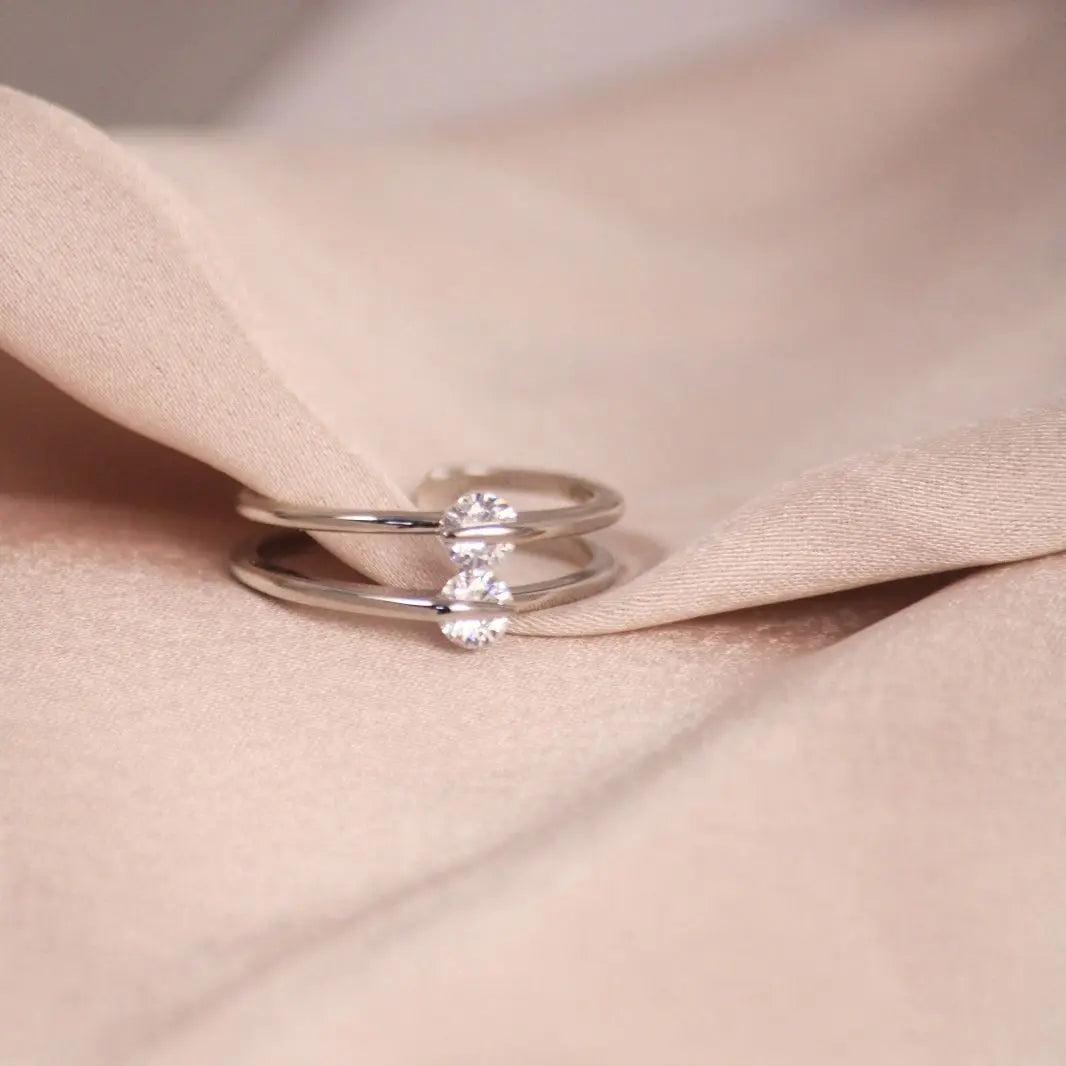 2 Diamond Silver Ring - Salty Accessories