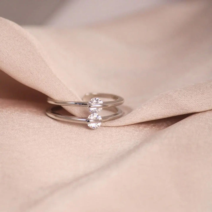 2 Diamond Silver Ring - Salty Accessories