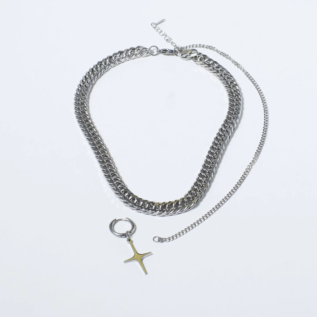 2 in 1 Starstruck Silver Necklace and Earring - Salty Accessories