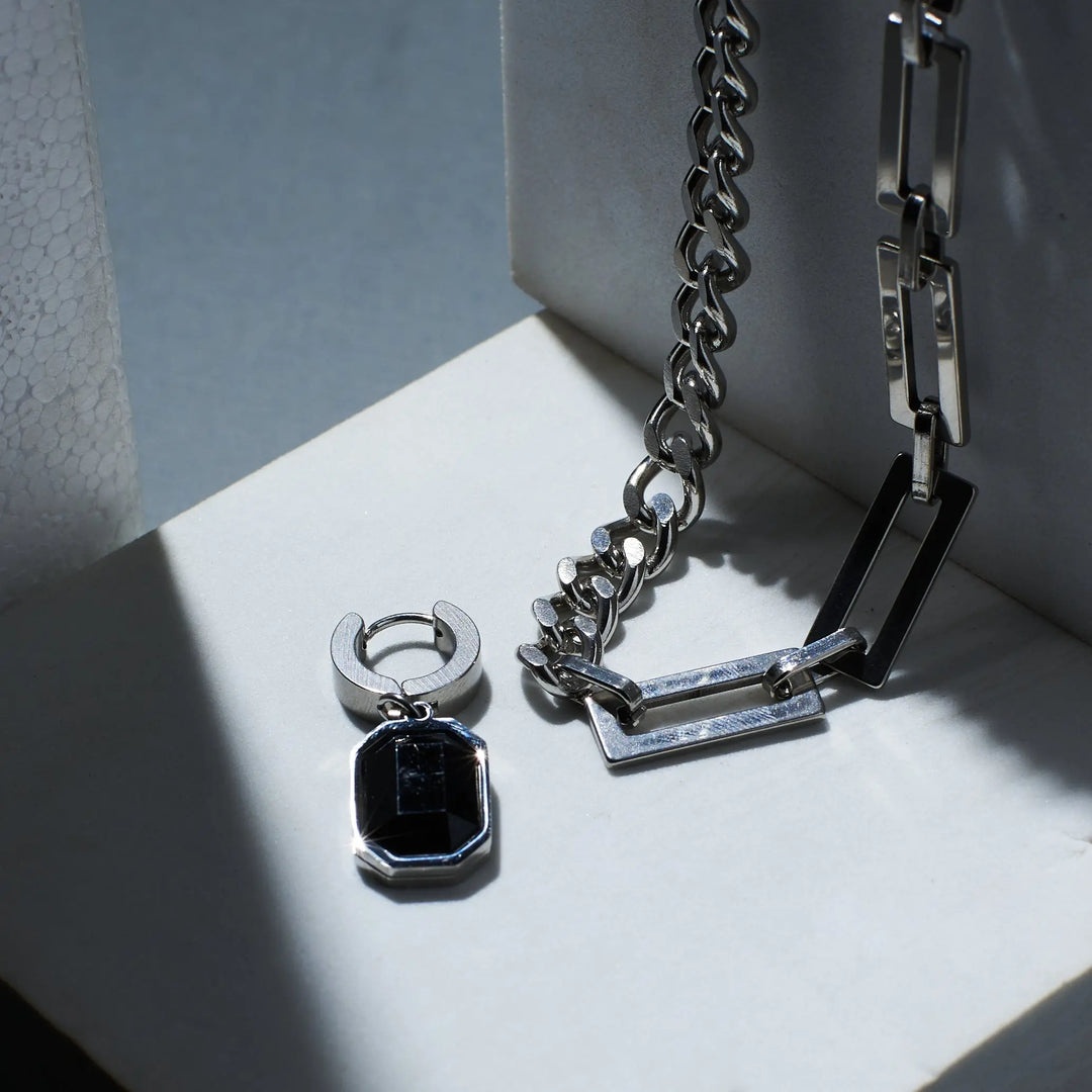 2 in 1 Stellar Shungite Silver Chain and Earring - Salty Accessories