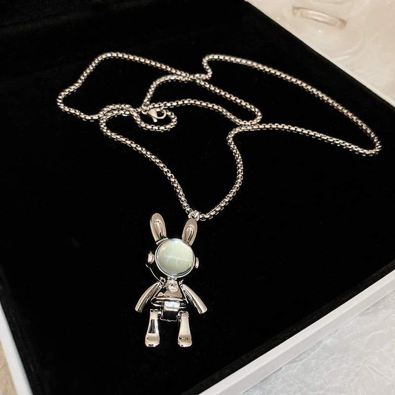 Astronaut Necklace Silver Pendant For Men Women Stainless Steel