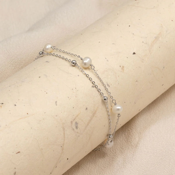 Pearl Drift Layered Bracelet - Silver