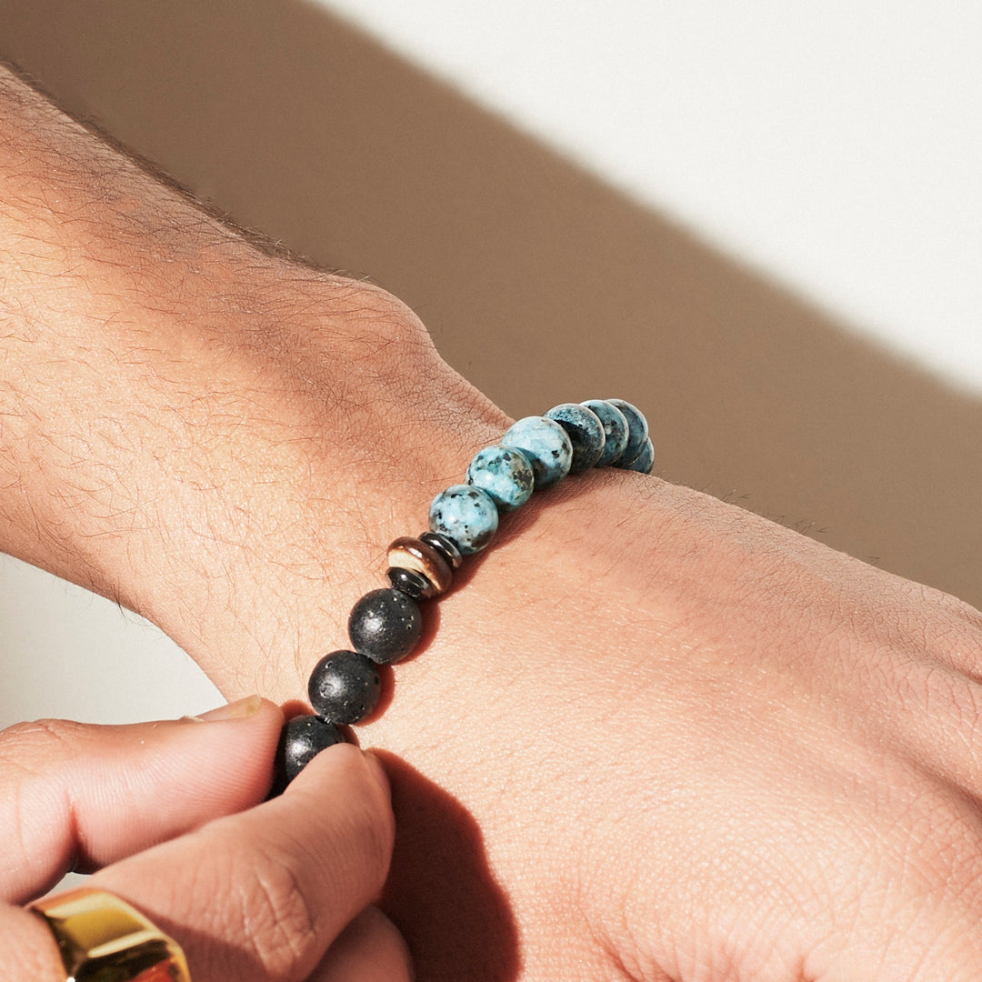 Alpha Aquamarine Beaded Bracelet | Salty