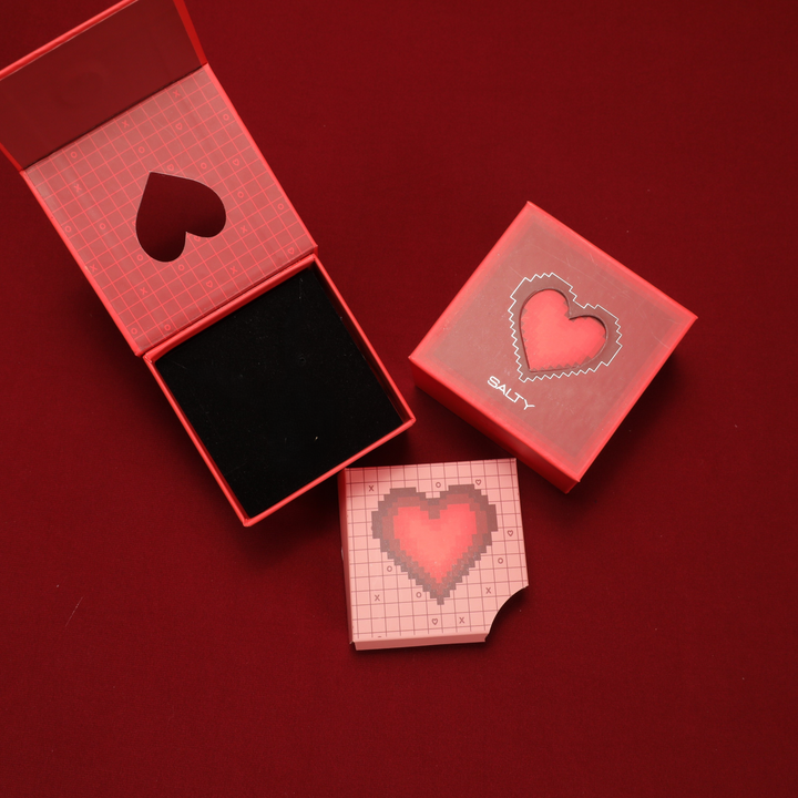 Pixelated Heart Cutout Box - Red - Salty Accessories