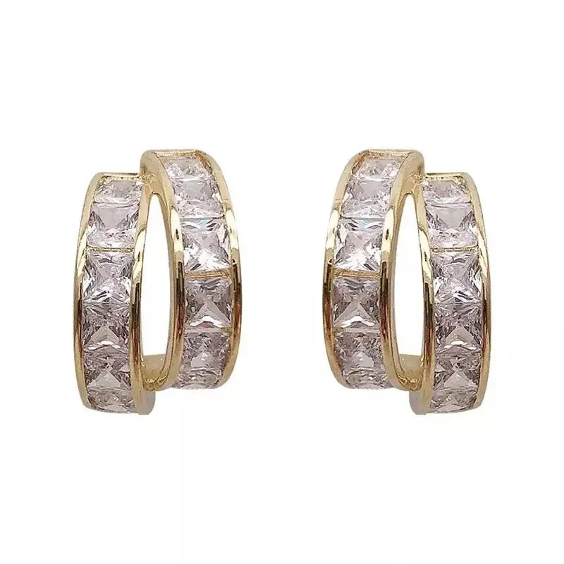 Curved African Diamond Encrusted Double Earrings | Salty