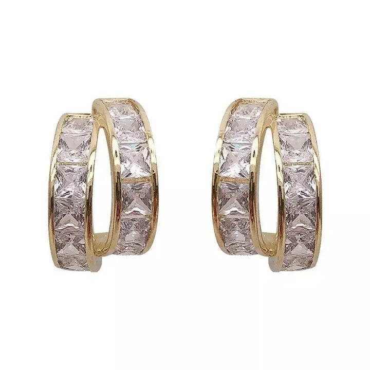 Curved African Diamond Encrusted Double Earrings | Salty