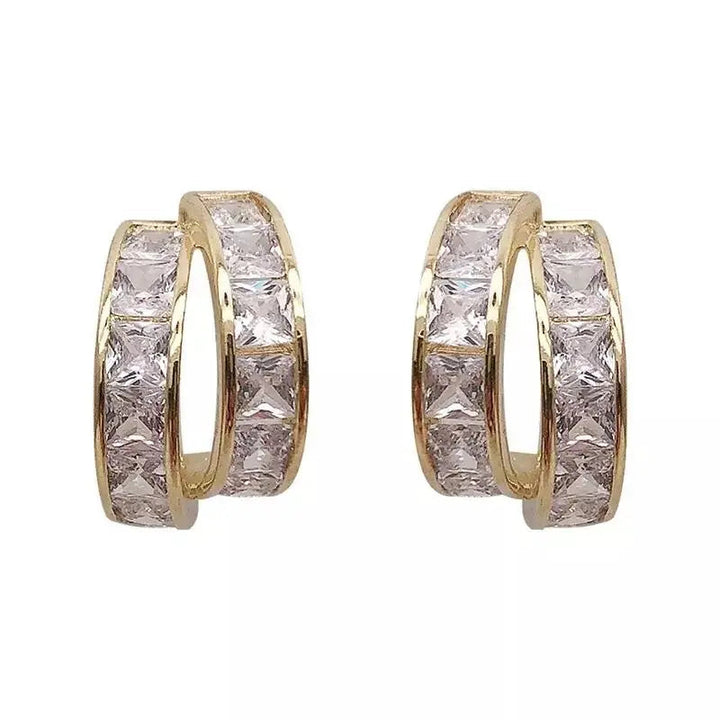 Curved African Diamond Encrusted Double Earrings