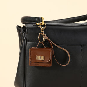 The Office Mini Leather Bag Charm - Brown