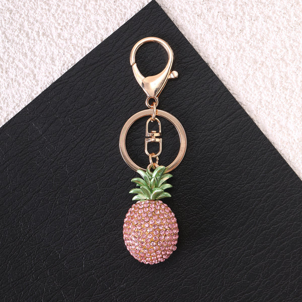 Pink Pineapple Crystal Bag Charm