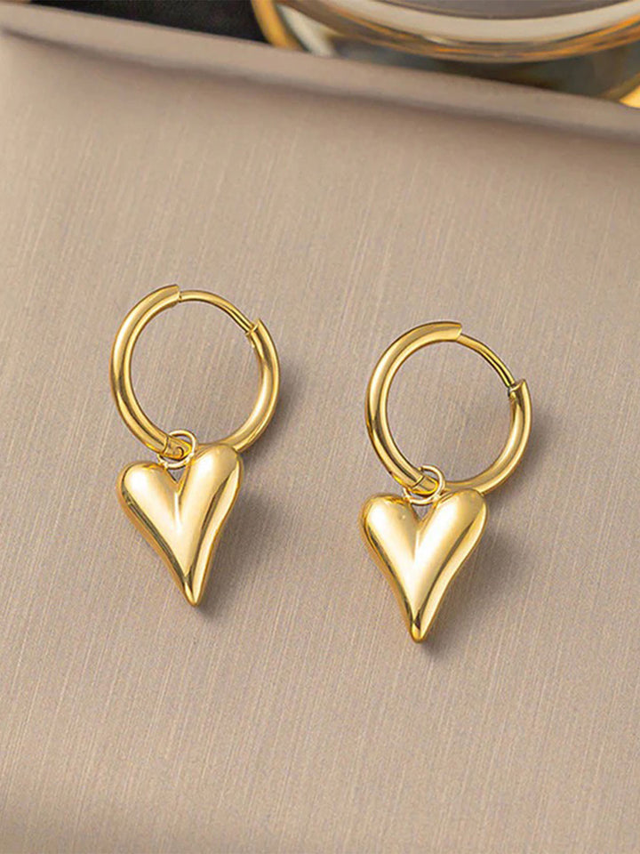 Golden Heart Hoop Earrings