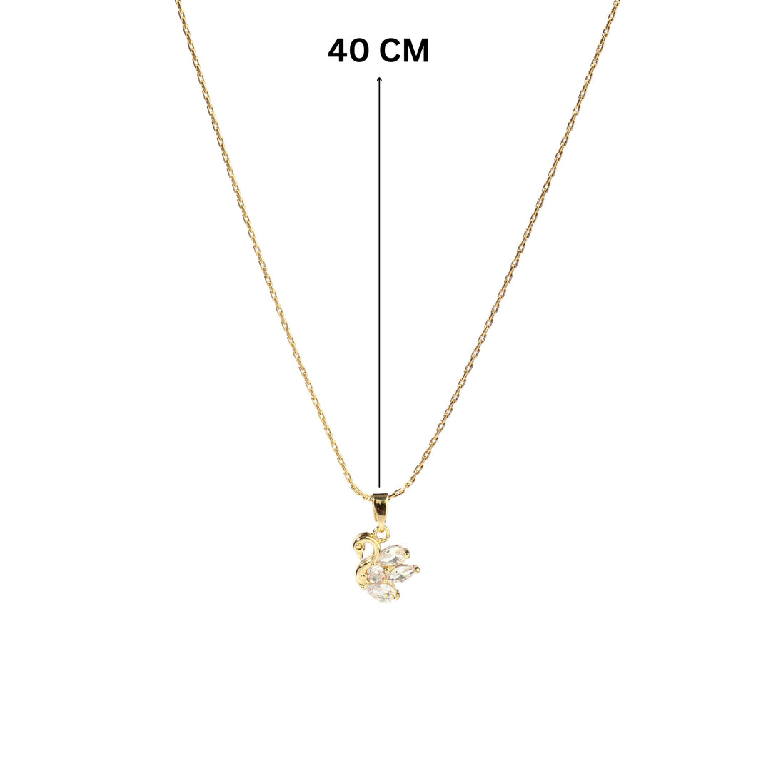 Studded Gold Swan Necklace