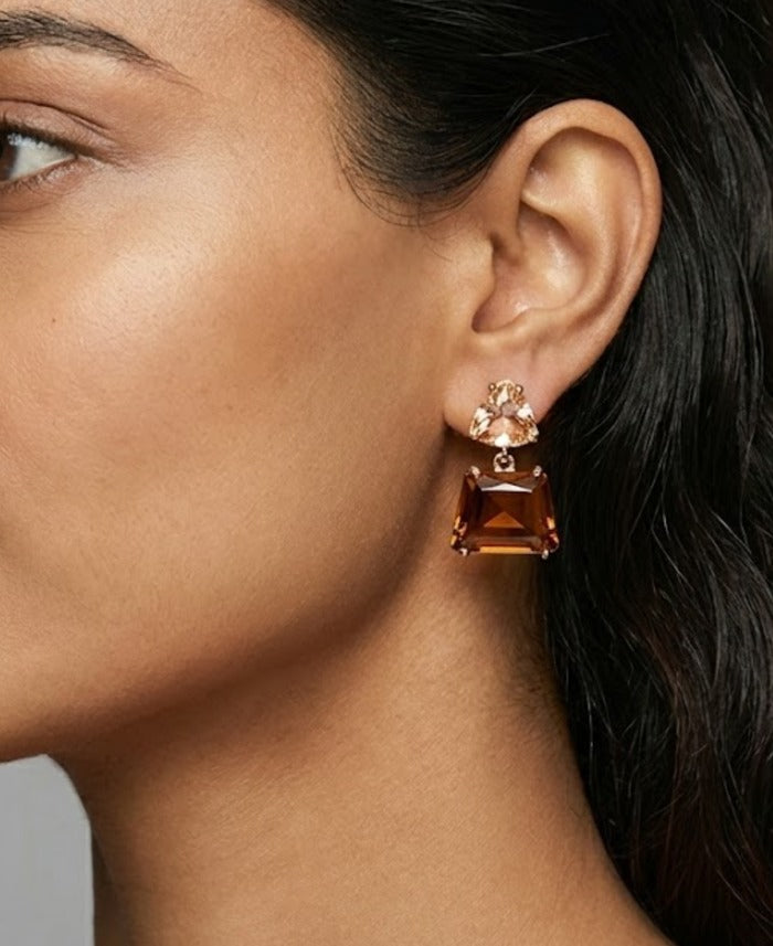 Afterglow Geometric Drop Earrings - Brown