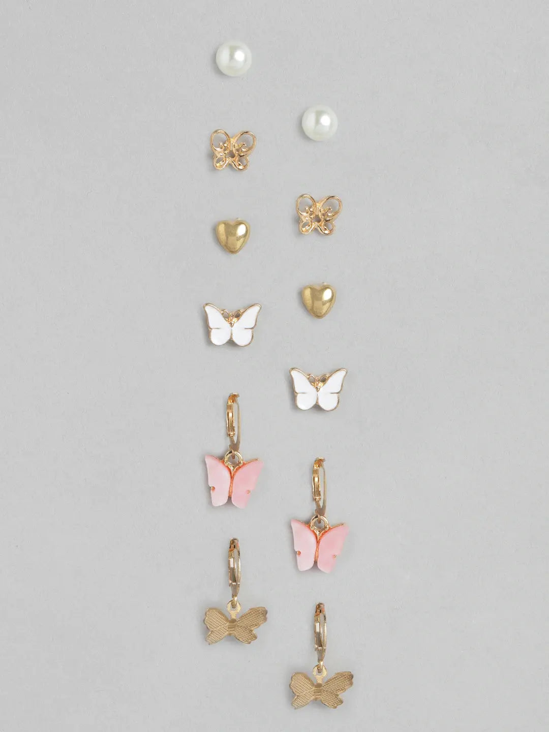 Set of 6 Butterfly Drop Earrings and Studs - Salty Accessories