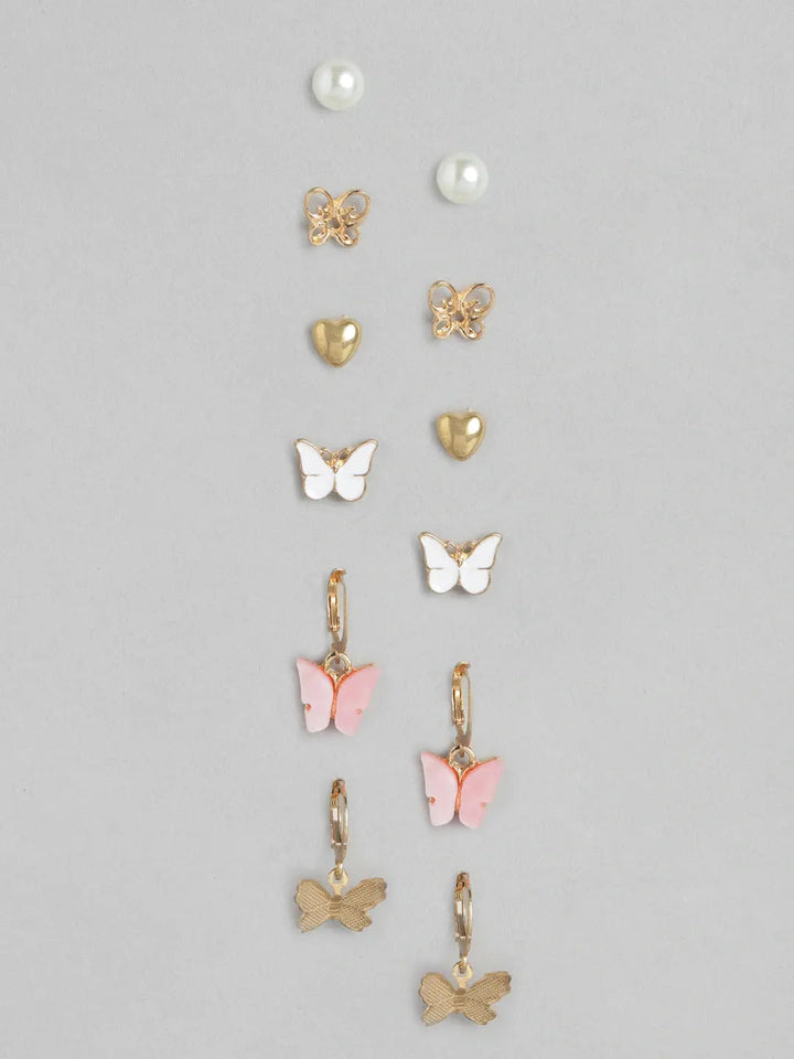 Set of 6 Butterfly Drop Earrings and Studs - Salty Accessories