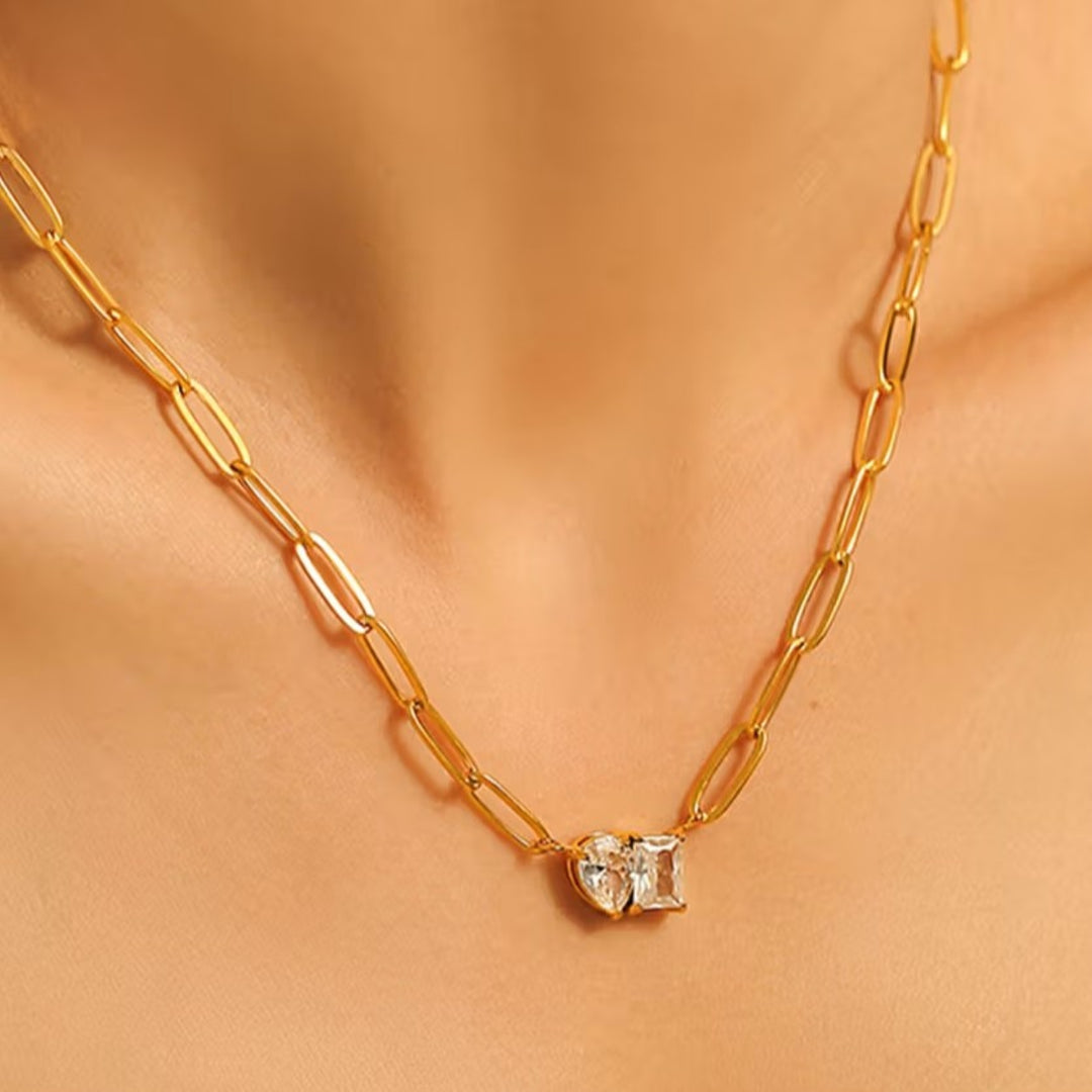 Twin Spark Paperclip Necklace