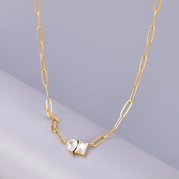 Twin Spark Paperclip Necklace