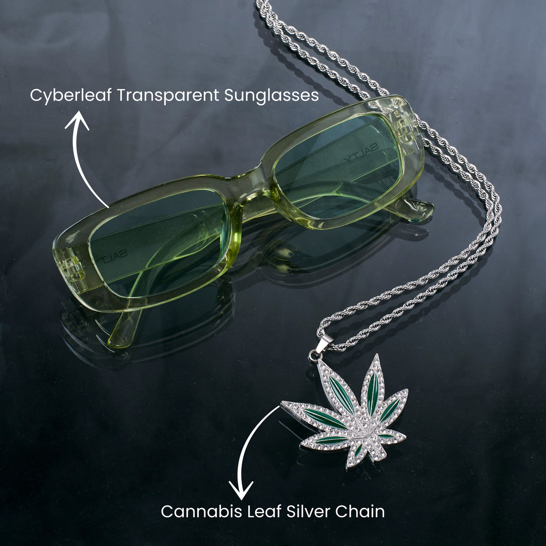High Voltage Green Chain and Sunglasses Combo