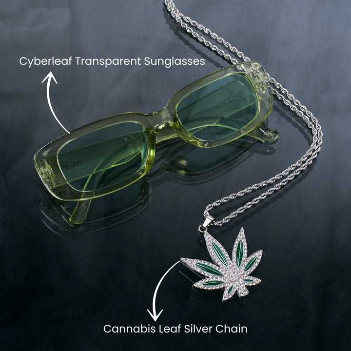 High Voltage Green Chain and Sunglasses Combo