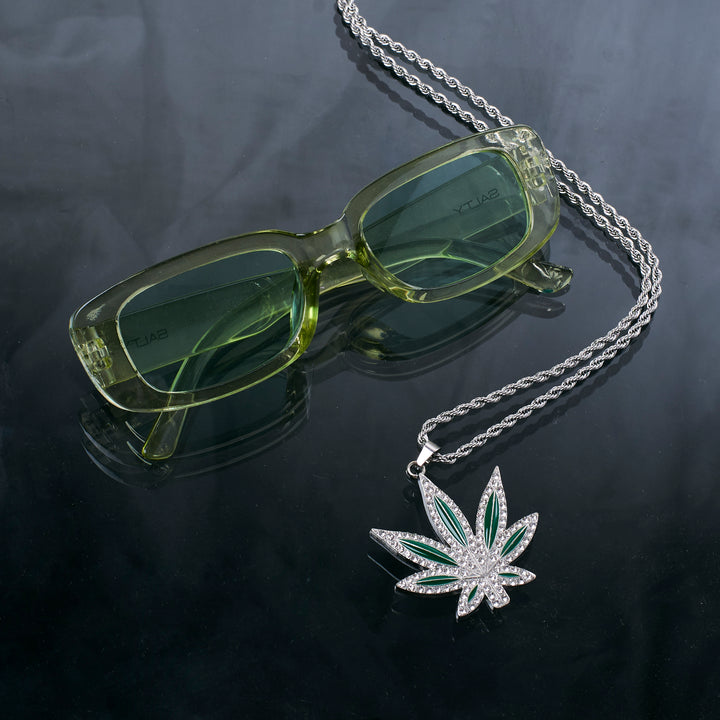 High Voltage Green Chain and Sunglasses Combo