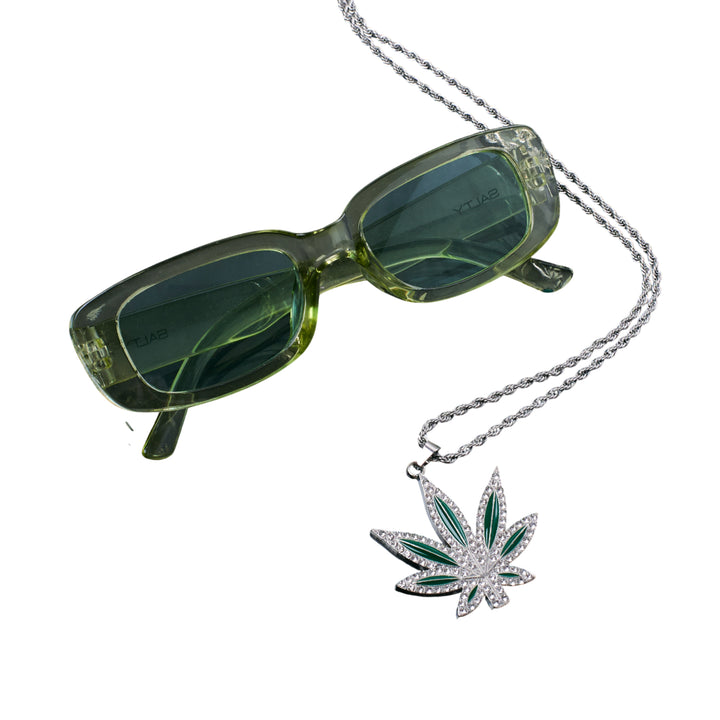 High Voltage Green Chain and Sunglasses Combo