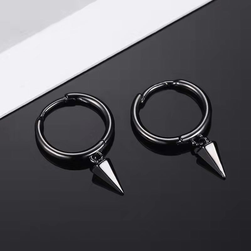 Black Sharp  Loop Hoop Earrings Salty Alpha