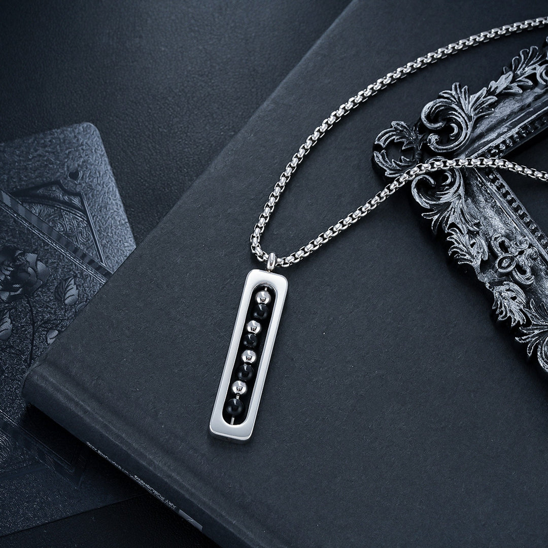 Obsidian Pulse Pendant Necklace - Black