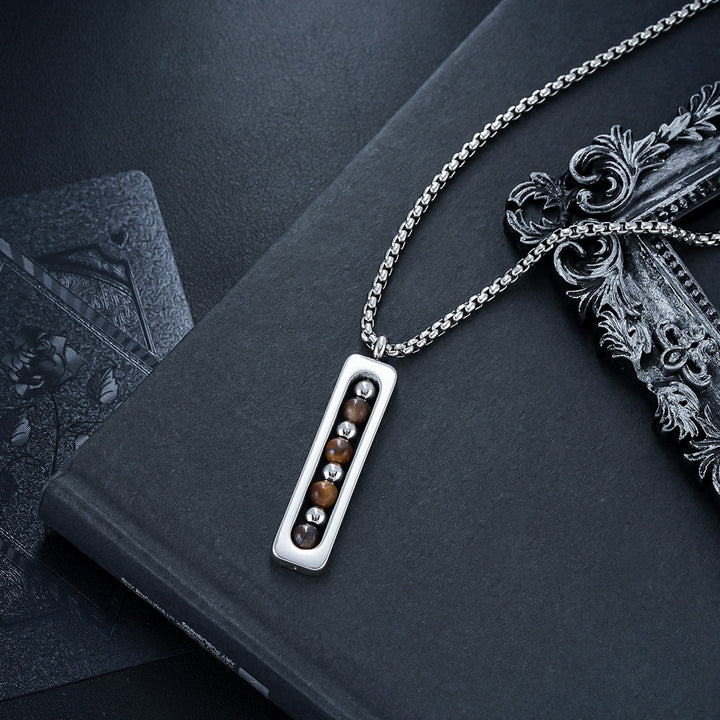 Obsidian Pulse Pendant Necklace - Brown | Salty
