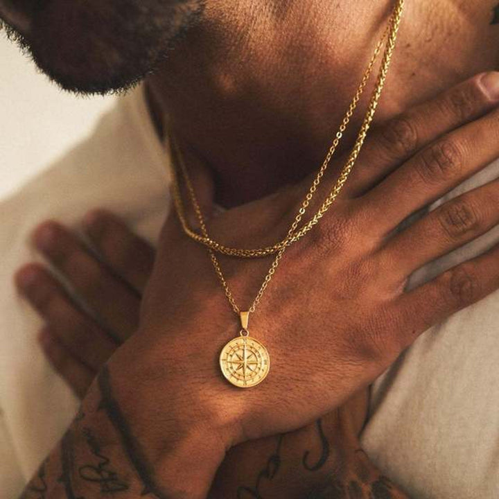 Voyager Compass Pendant Necklace - Gold | Salty