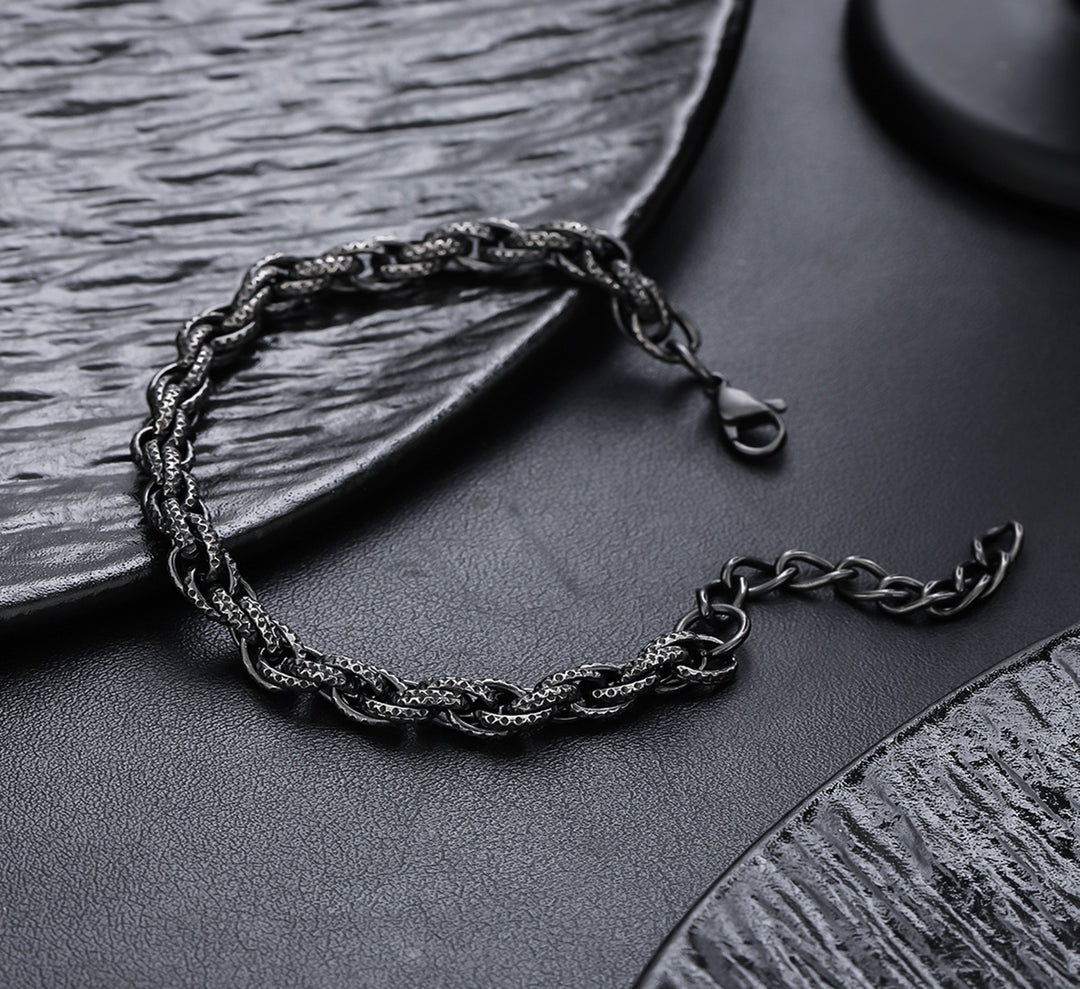 Obsidian Weave Chain Bracelet