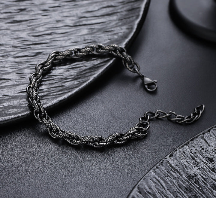 Obsidian Weave Chain Bracelet