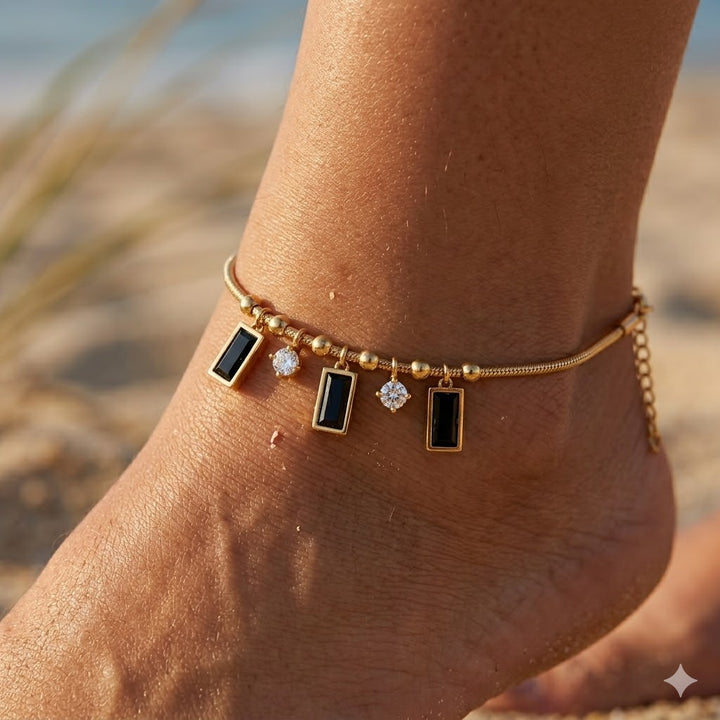 Midnight Charm Gold Anklet