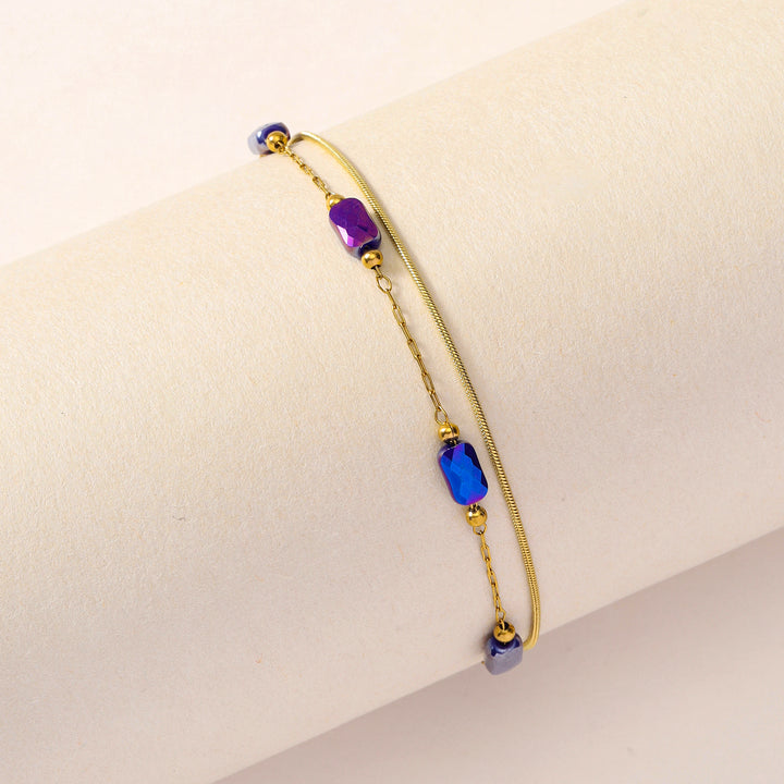 Dark Blue spaced Dot Anklet