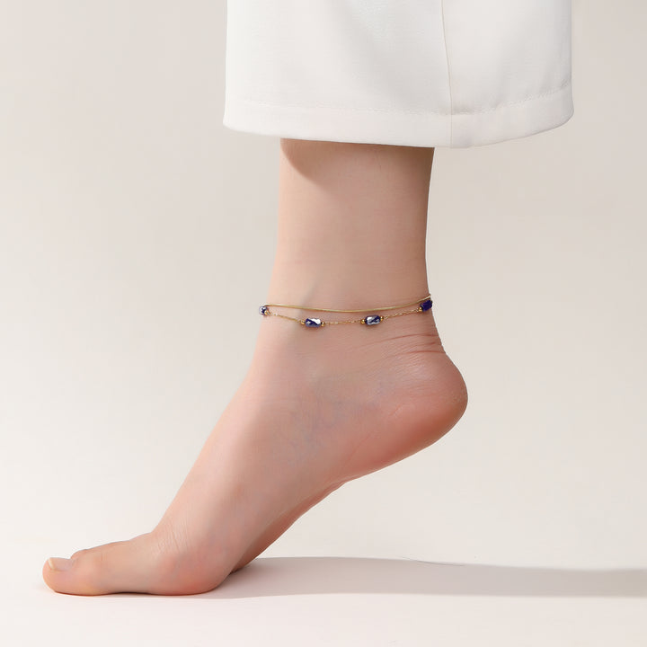 Dark Blue spaced Dot Anklet
