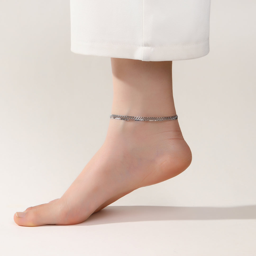Silver Whisper Minimal Anklet