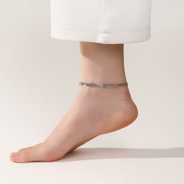 Silver Whisper Minimal Anklet