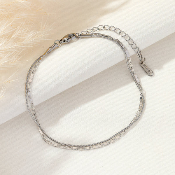 Silver Pin Tiny Spaced Anklet