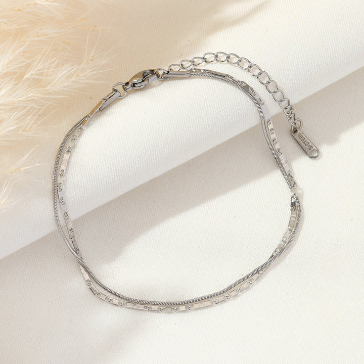Silver Pin Tiny Spaced Anklet