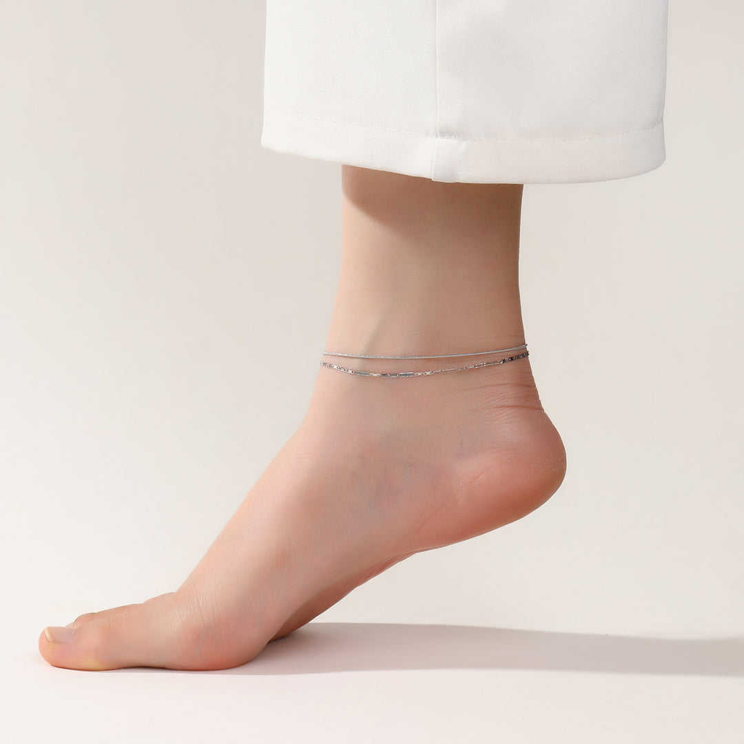 Silver Pin Tiny Spaced Anklet