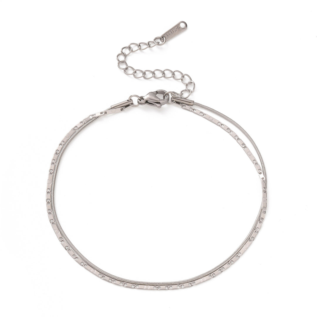 Silver Pin Tiny Spaced Anklet