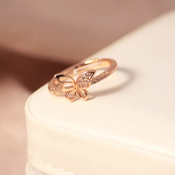 Aesthetic Rose Gold Butterfly Minimal Ring