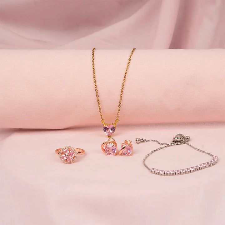 All-in-One Jewellery Gift Set for Mom – Soft Pink Crystal Collection For Mothers | Salty