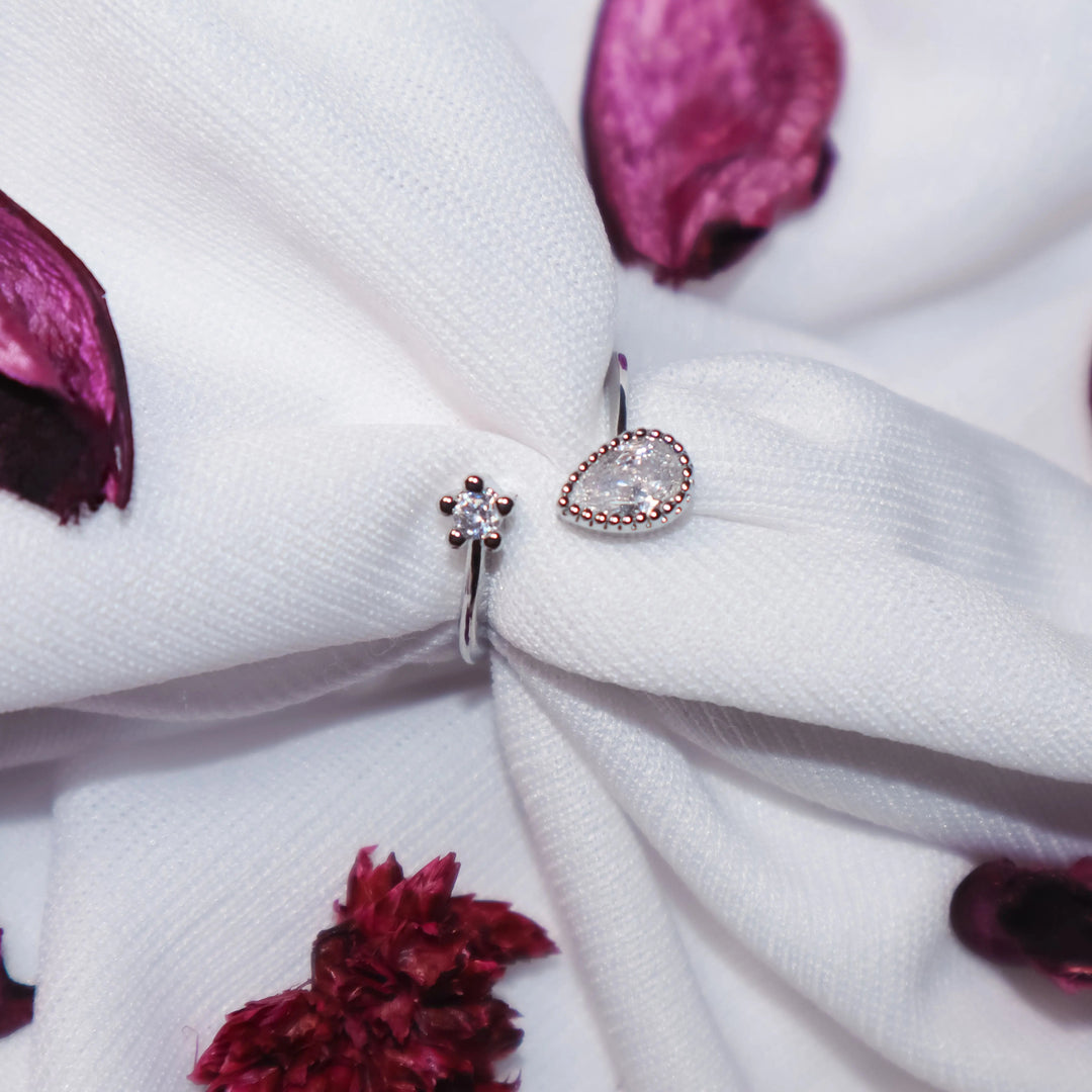 Almond Diamond Ring - Silver - Salty Accessories