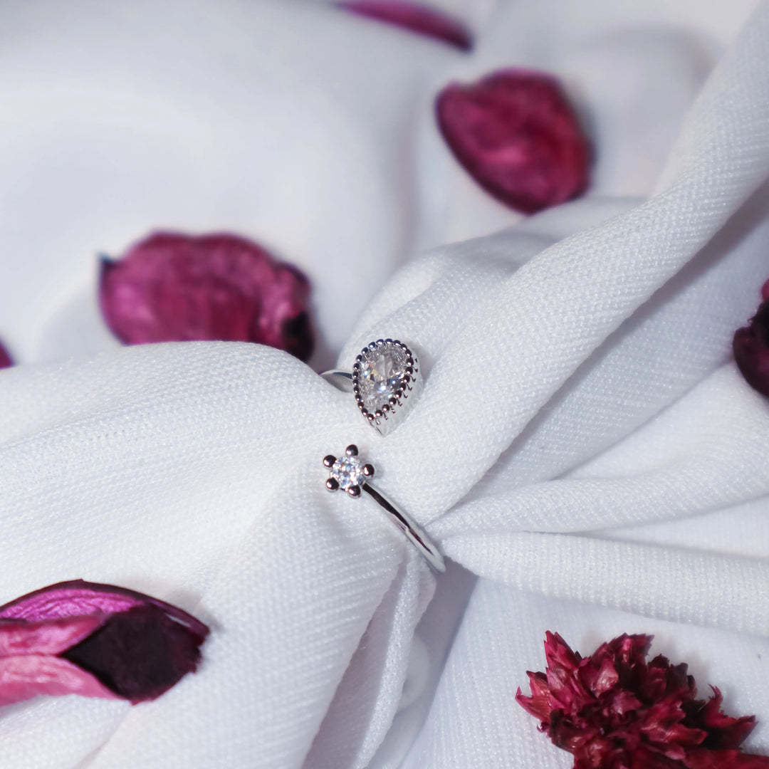 Almond Diamond Ring - Silver - Salty Accessories