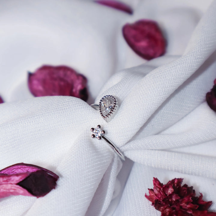 Almond Diamond Ring - Silver - Salty Accessories