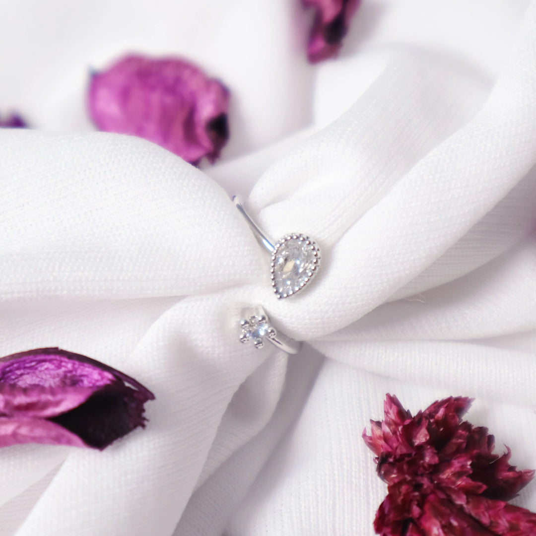 Almond Diamond Ring - Silver - Salty Accessories