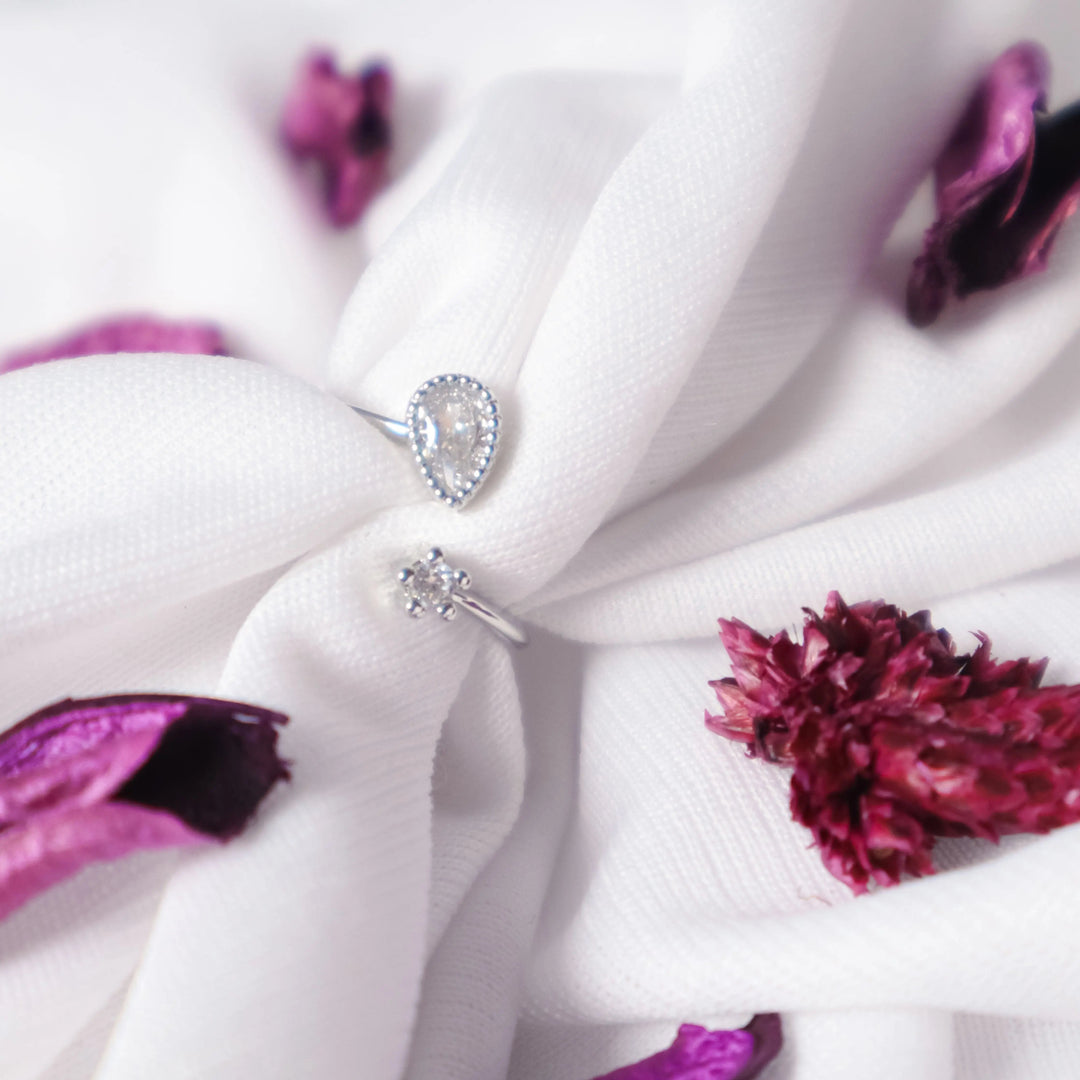 Almond Diamond Ring - Silver - Salty Accessories