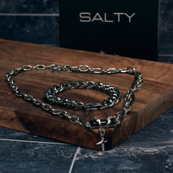 Crucible Cross Layered Chain and Bracelet Set